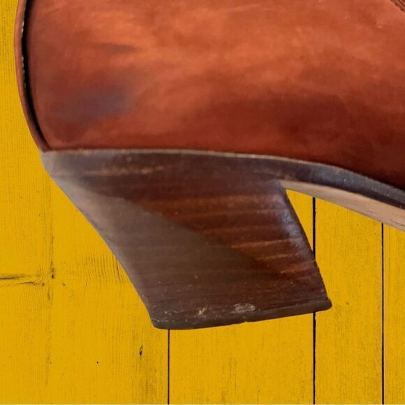 Vintage 90s Via Spiga suede wooden heel pointed toe shoes western style - Picture 10 of 13